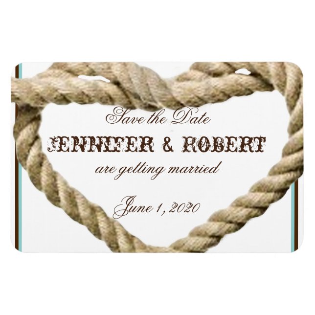 Magnet Flexible Heart Love Knot Western Wedding Enregistrer la dat (Horizontal)