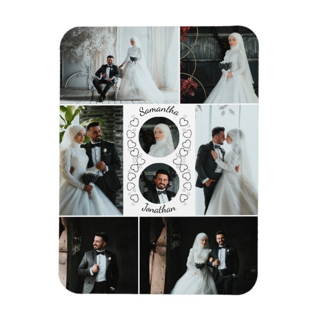 Magnet Flexible Heart Photo Collage mariage Keepsaké (Vertical)