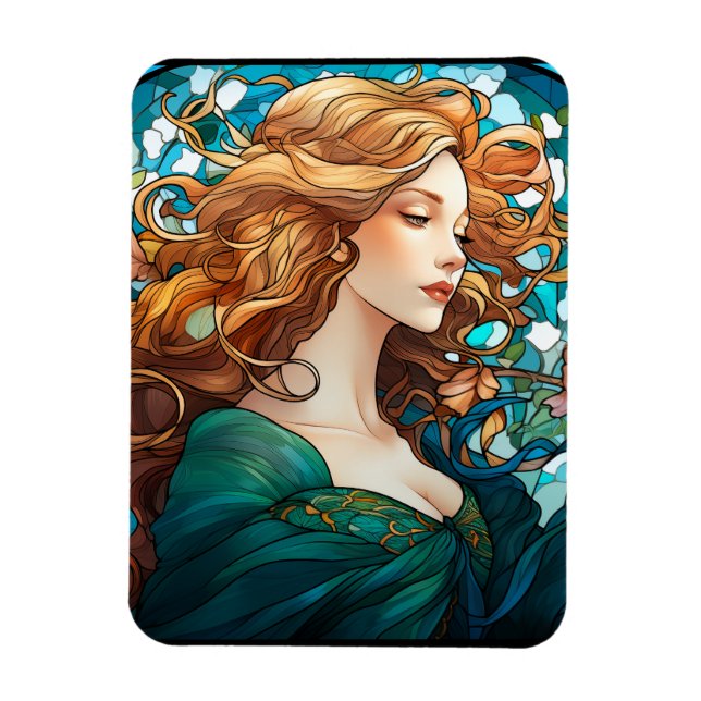 Magnet Flexible Helena - Femme blonde foncée dans le style Art Nou (Vertical)