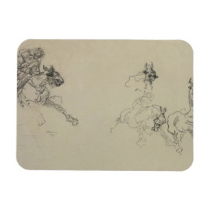 Magnet Flexible Henri de Toulouse-Lautrec   Etude de Chevaux (rect