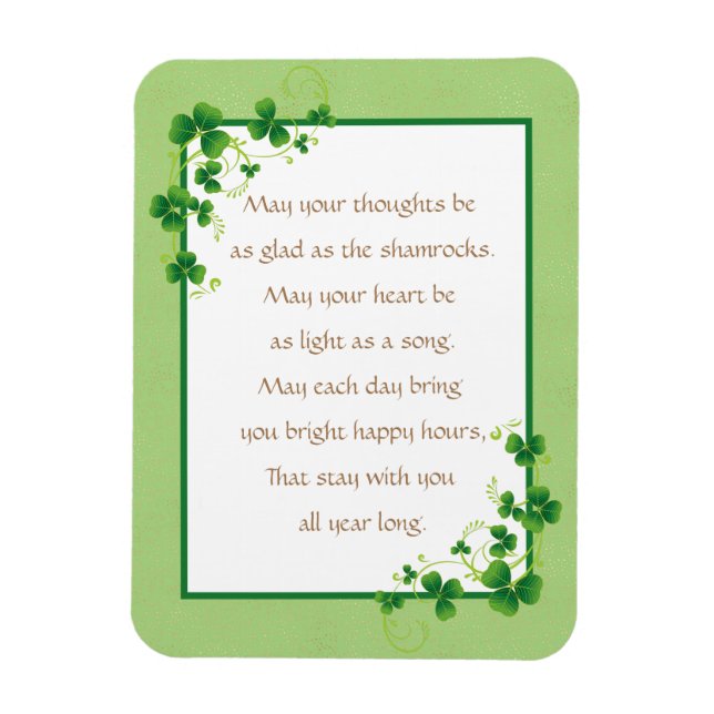 Magnet Flexible Heureux De Bénédiction Irlandaise Shamrock (Vertical)