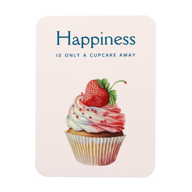 Magnet Flexible Heureux dire fraise Cupcake Sweet Dessert (Vertical)