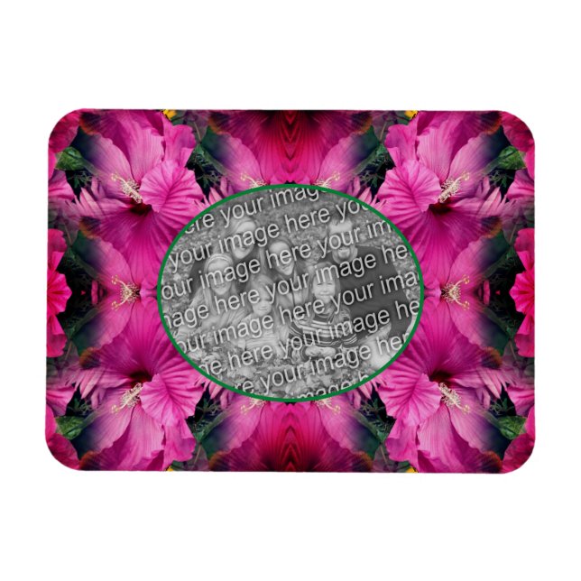 Magnet Flexible Hibiscus rose Cadre Fleur Créer Votre Propre Photo (Horizontal)