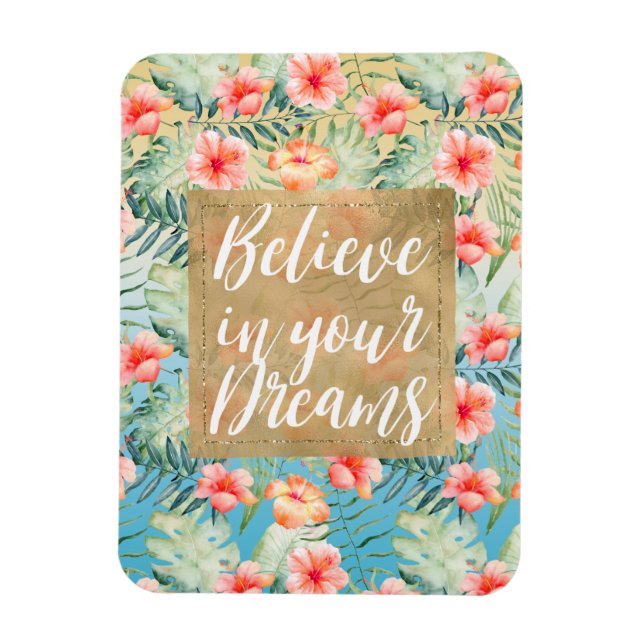 Magnet Flexible Hibiscus rose Peach Jaune Aqua Hibiscus Floral Gol (Vertical)