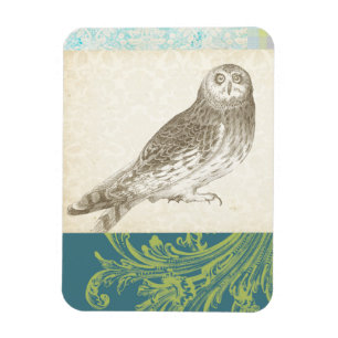 Magnet Flexible Hibou gris sur l'arrière - plan de motif