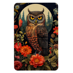 Magnet Flexible Hibou la nuit avec une pleine lune