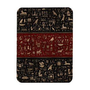 Magnet Flexible Hiéroglyphes égyptiens antiques - cuir rouge noi