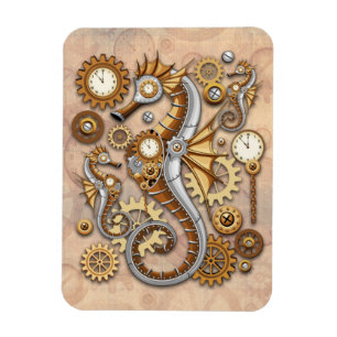 Magnet Flexible Hippocampe Steampunk Art Suréaliste Vintage