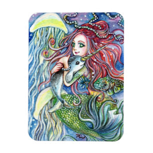 Magnet Flexible Holding Narwhal Baby - Mermaid Art