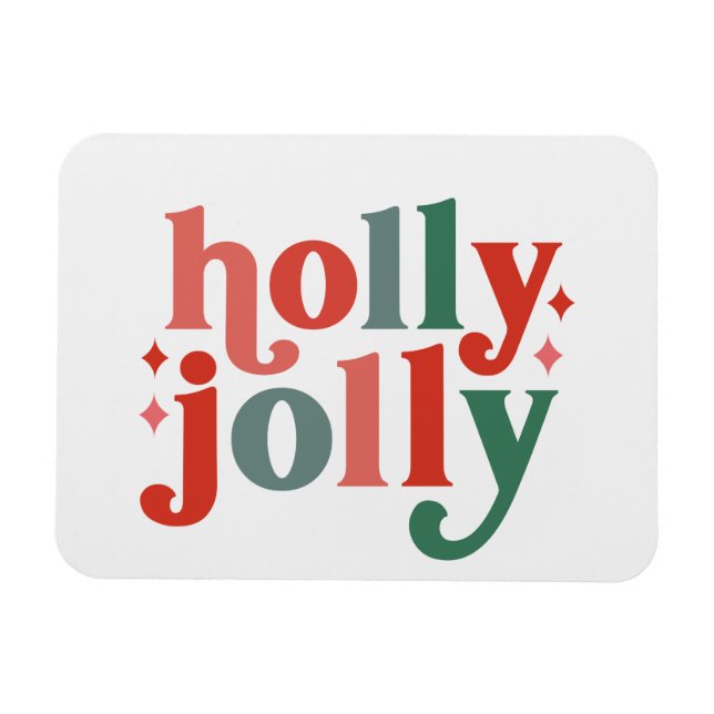 Magnet Flexible Holly Jolly - Typographie des Fêtes Rétro (Horizontal)