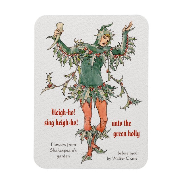 Magnet Flexible Holly man Walter Crane Flowers de Shakespeare (Vertical)