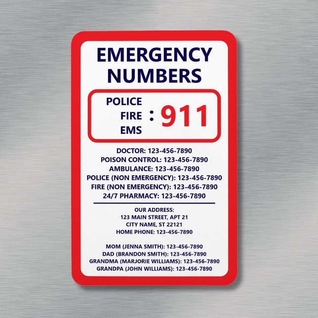 Magnet Flexible Home Emergency Numbers Useful Contact List (Home Emergency Numbers Useful Contact List Magnet
)