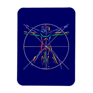 Magnet Flexible Homme d'anatomie de De Vinci en couleurs de chakra
