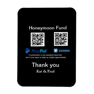 Magnet Flexible Honeymoon Fund PayPal Venmo QR code Merci