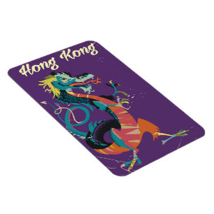 Magnet Flexible Hong Kong Dragon affiche de voyage de style vintag