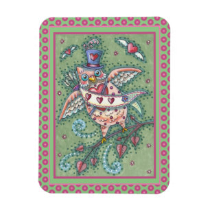 MAGNET FLEXIBLE HOOTS BLANCS N' COEURS CUPID OWL VALENTINE
