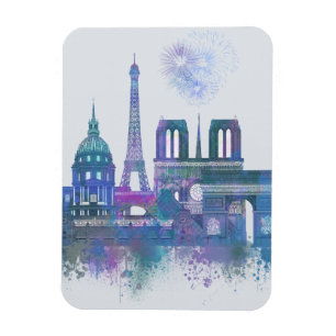 Magnet Flexible Horizon de Paris - bleu d'aquarelle