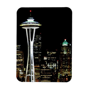 Magnet Flexible Horizon de Seattle la nuit, avec l'aiguille de