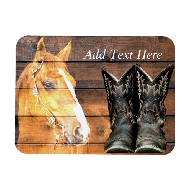 Magnet Flexible Horse Cowboy Boots Rustic Barque (Horizontal)