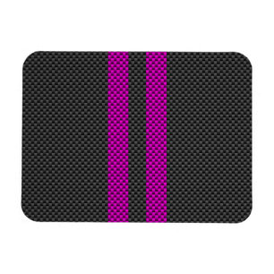 Magnet Flexible Hot Fuchsia Pink Racing Stripes Carbon Fiber Style