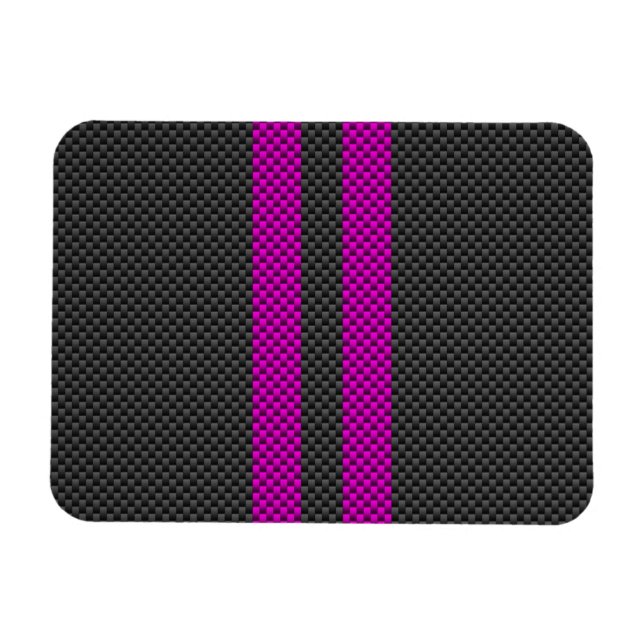 Magnet Flexible Hot Fuchsia Pink Racing Stripes Carbon Fiber Style (Horizontal)