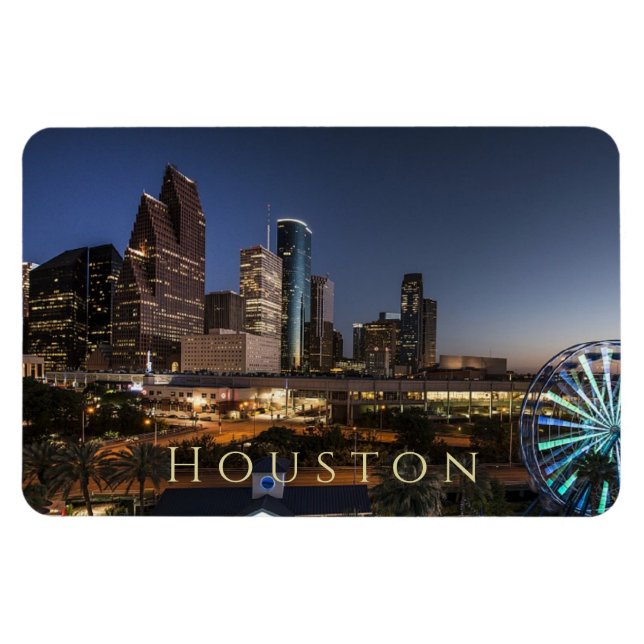 Magnet Flexible Houston, Texas Skyline, Night Lights (Horizontal)