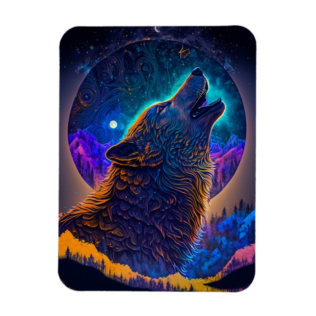 Magnet Flexible Howling Wolf Surreal Imaginaire (Vertical)