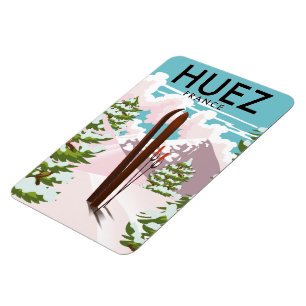 Magnet Flexible Huez France Affiche rétro de ski