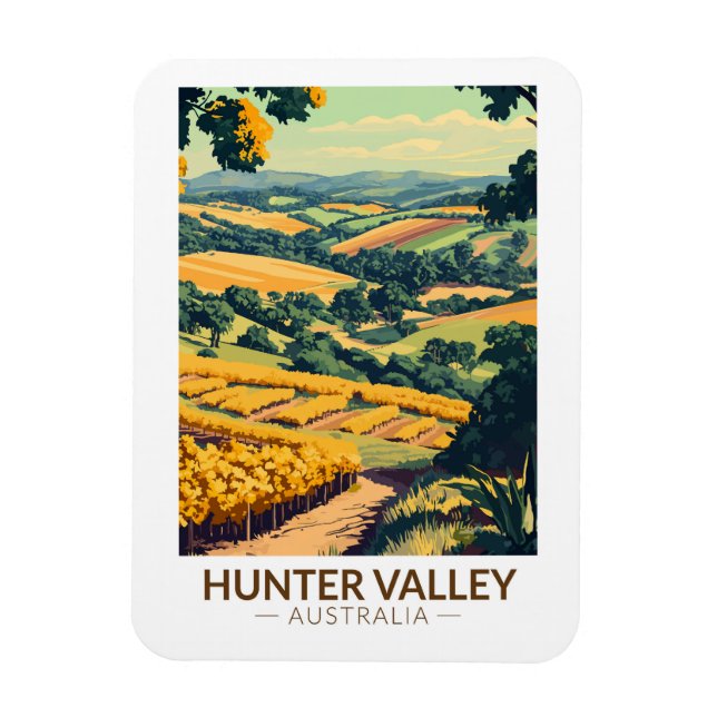 Magnet Flexible Hunter Valley Australie Illustration Travel Art (Vertical)