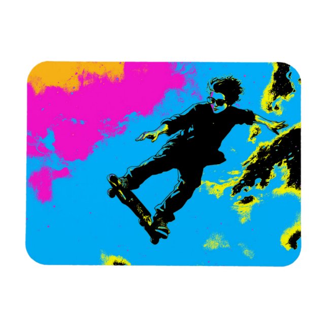 Magnet Flexible I Live To Fly - Skateboarder (Horizontal)