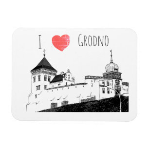 Magnet Flexible I Love Grodno Belarus Architecture Sketch Castle