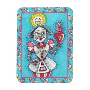 MAGNET FLEXIBLE IDÉE CLAIRE ROBOT DE FILLE, COEURS MÉCANIQUES COLO