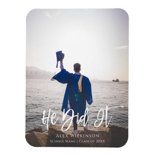 Magnet Flexible Il L'A Fait Moderne Script Graduation Photo