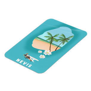 Magnet Flexible Île des Caraïbes Nevis Carte illustrée.