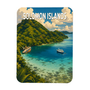 Magnet Flexible Îles Salomon Illustration Art de voyage Vintage