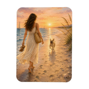 Magnet Flexible Illustration aquarelle du coucher de soleil paisib