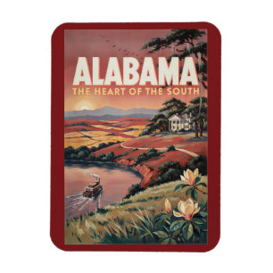 Magnet Flexible Illustration de bateau sur la rivière Alabama Art