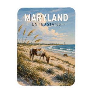 Magnet Flexible Illustration de cheval du Maryland Art de voyage V