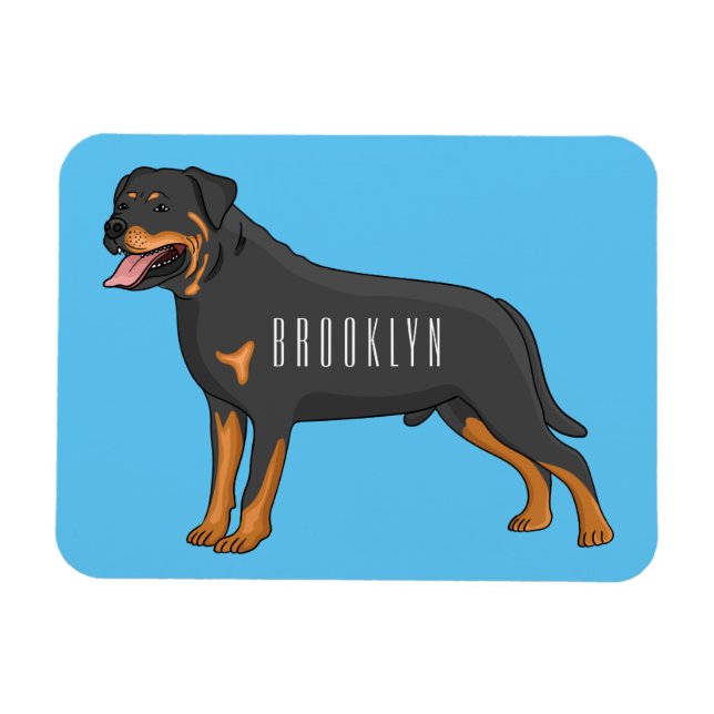 Magnet Flexible Illustration de chien Rottweiler (Horizontal)