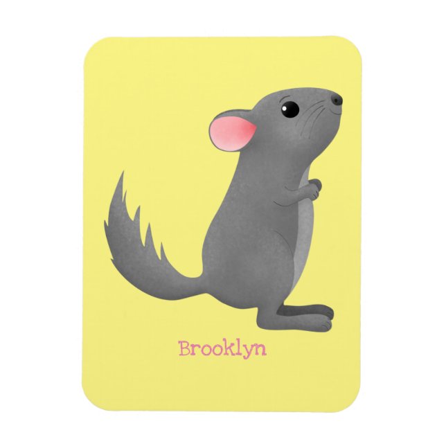 Magnet Flexible Illustration de chinchilla gris mignon (Vertical)