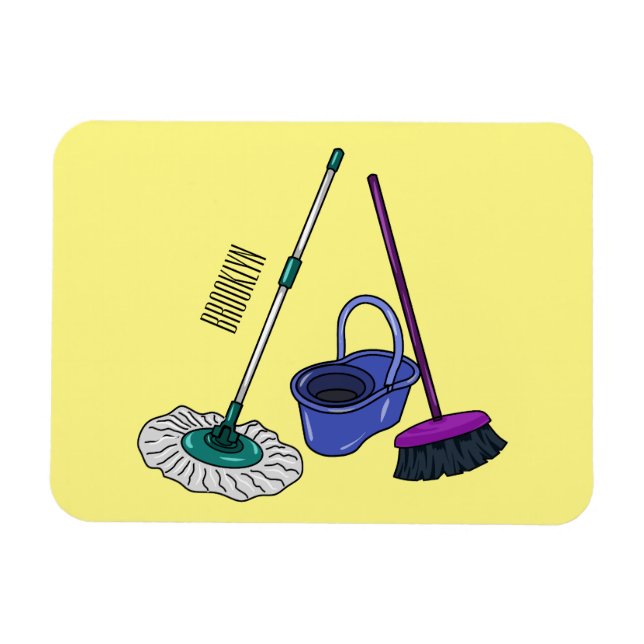 Magnet Flexible Illustration de la bande dessinée Broom & mop (Horizontal)