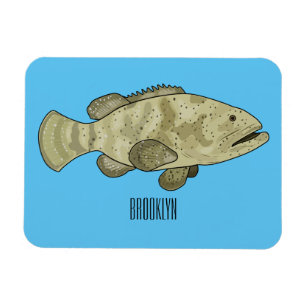Magnet Flexible Illustration de la caricature du poisson de mérou