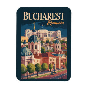 Magnet Flexible Illustration de la skyline de Bucarest Art de voya