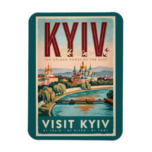 Magnet Flexible Illustration de la skyline de Kiev en Ukraine, Art
