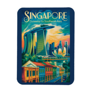 Magnet Flexible Illustration de la skyline de Singapour Art de voy