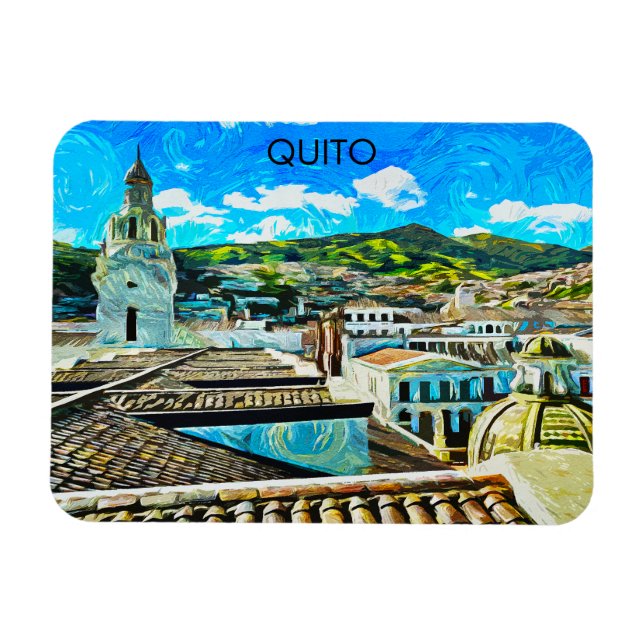 Magnet Flexible Illustration de la ville de Quito Ecuador (Horizontal)