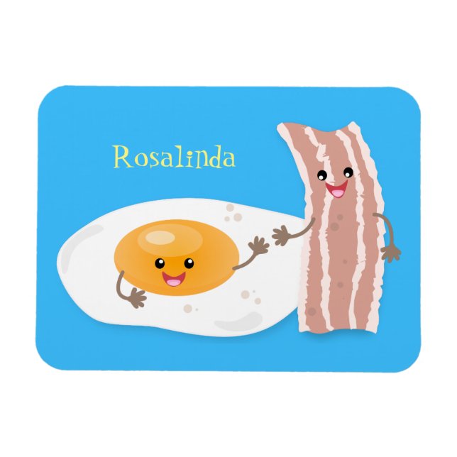 Magnet Flexible Illustration de l'oeuf de Cute kawaii et du bacon (Horizontal)