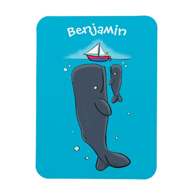 Magnet Flexible Illustration de mignons baleines et voiliers (Vertical)