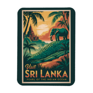 Magnet Flexible Illustration de paysage de Sri Lanka Art de voyage