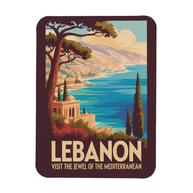 Magnet Flexible Illustration de paysage libanais Art de voyage vin (Vertical)